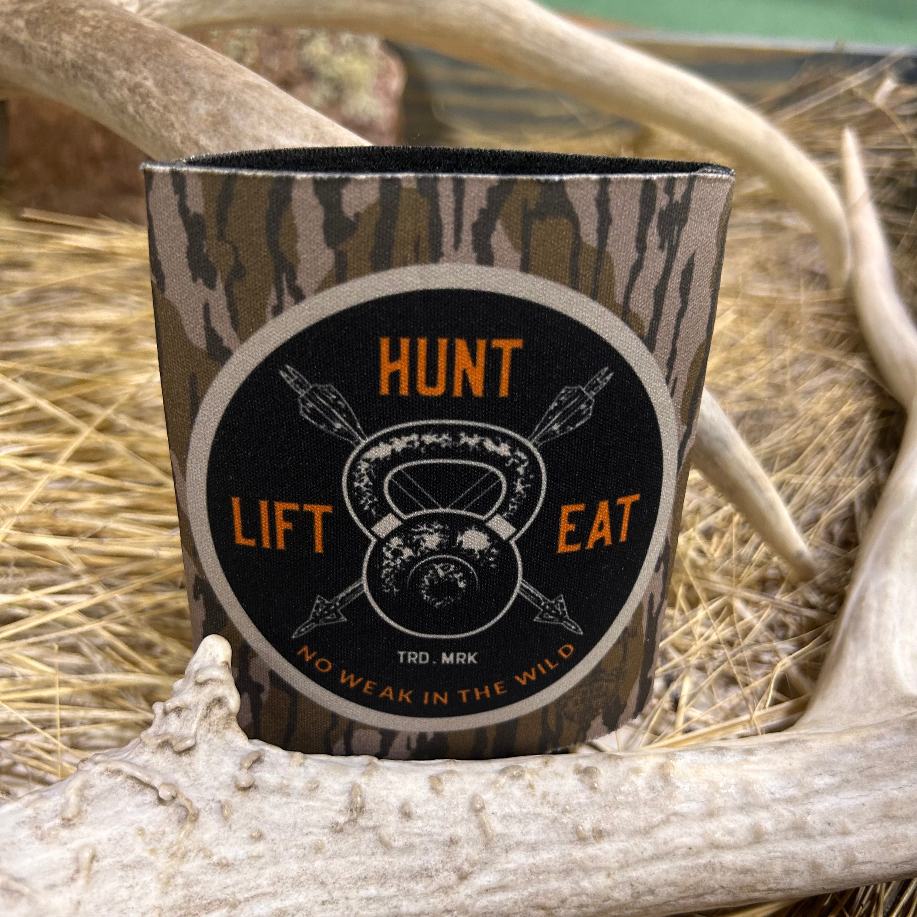 Hunt Lift Eat- Bottomlands Koozie