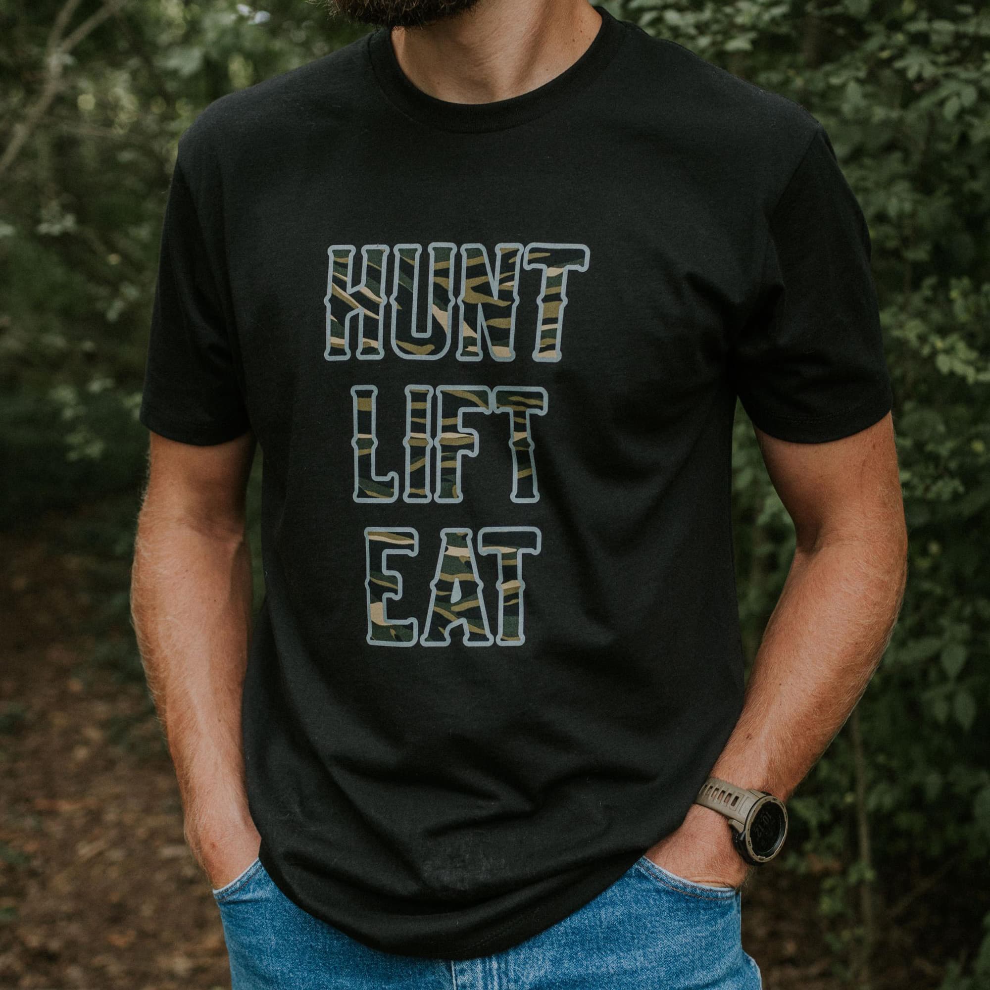 Hunt Lift Eat Barbell Club- T Extra Extra Large / Navy Heather