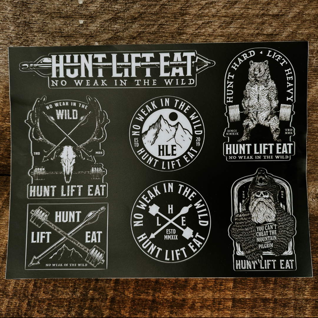 Hunt Lift Eat Sticker Sheet